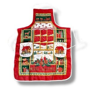 VTG Kitschy Christmas Kitchen Apron Merry Holiday by Unitex International Inc OS